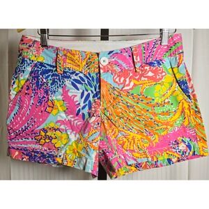 Lilly Pulitzer Callahan Women's 6 Chino Shorts Colorful Floral Print Pima Cotton